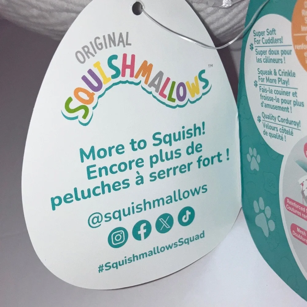 Squishmallow Dog Toys Raisy and Dash that Squeaks and‎ Crinkle 8”